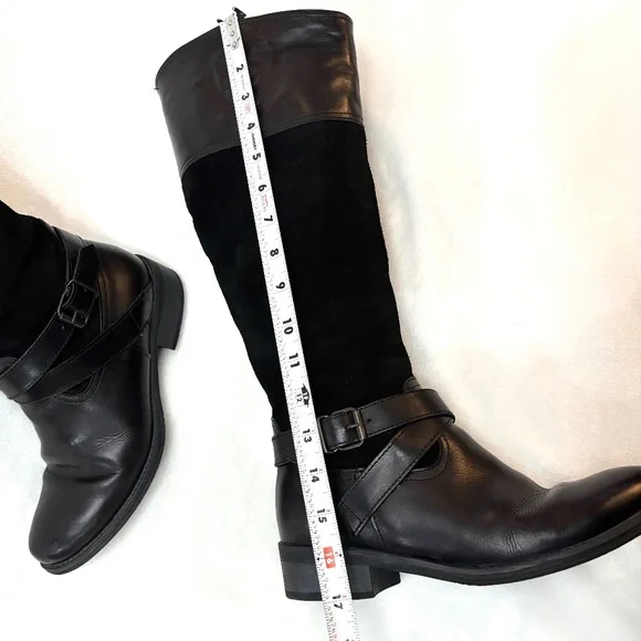 ALDO TALL BLACK SUEDE KNEE HIGH EQUESTRIAN RIDING BOOTS BUCKLE SZ 6.5 - Picture 8 of 14
